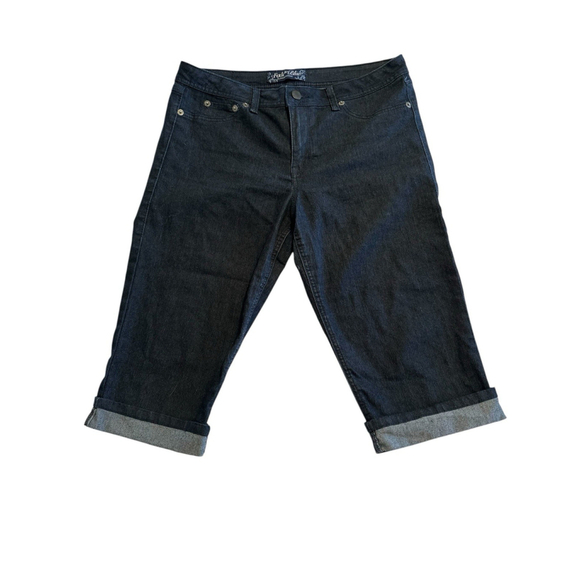 Fade to Blue Premium Cuffed Capri Denim Jeans Womens 14 Blue Zip Pockets - Picture 14 of 15